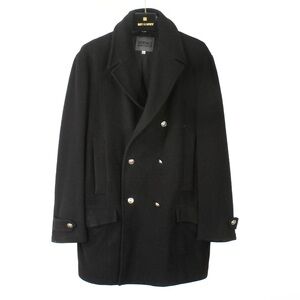 Vintage Versace Jeans Couture Black Dark Charcoal Grey Wool Long Coat